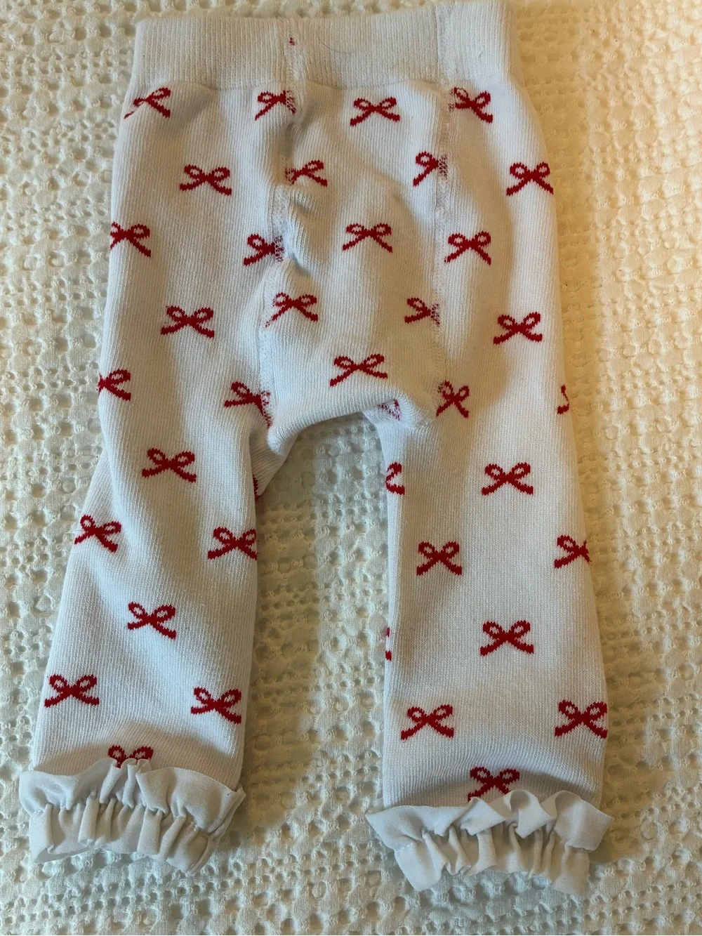 Ruffle Butts Red Bows Footless Ruffle Tights 6-12 Months